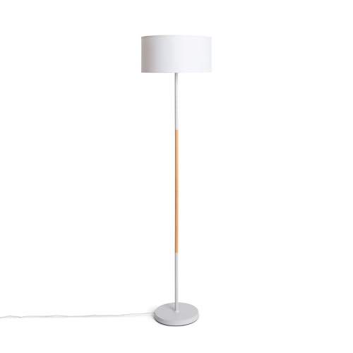 LEDKIA Lámpara de Pie de Metal y Madera Wifi con Regulador Silinda Blanco