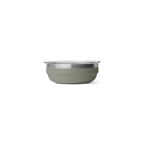 Image of YETI Rambler Low Bowls, Vacuum Insulated, Stackable and Nestable Stainless Steel Bowl with Lid, 0.7 Quart, Pampa Green