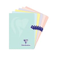 Clairefontaine 308686CPack A Pack of 10 Mimesys PASTEL Stapled Notebooks - A5 14.8x21 cm - 96 Lined Pages - 90 g White Paper - Assorted Opaque Polypro Covers      Office Product