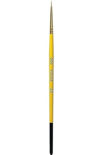 YOUVA Navneet Wood Brush Synthetic Round 000 (Pack of 10) Set of 10, Yellow, (35124) YOUVA Navneet Wood Brush Synthetic Round 000 (Pack of 10) Set of 10, Yellow, (35124)