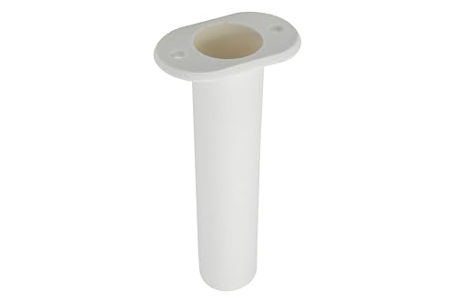 Vinland Marine White Plastic Flush Mount 90° Boat Rod Holder Pack of 2, Vertical Flush Mount Rod Holders for Boats, Plastic Fishing Rod Holders, Jon Boat Rod Holders, Kayak Fishing Rod Holder.