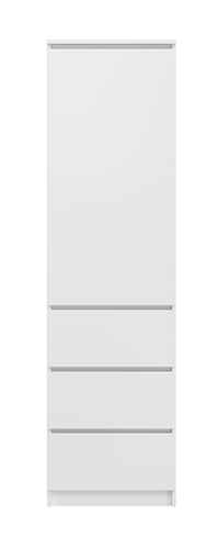 KUBUTKU Mehrzweckschrank mit 3 Schubladen 3 Fächern und Türen Haushaltsschrank Kleiderschrank Büroschrank 180,5x50x40 cm (Weiß)