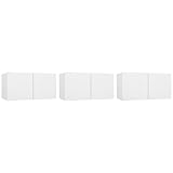 Mhdvray TV-Wandschrank Set 3-teilig Weiß 60x30x30 cm Holzwerkstoff Modernes Wandboard mit 2 Fächern pro Schrank Robust bis 60 kg für Wohnzimmer Schlafzimmer Büro