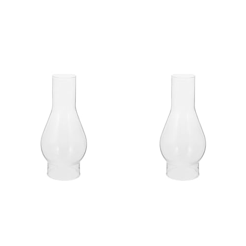 UKCOCO 2 pantallas de queroseno, lámpara de aceite de vidrio con estilo antiguo, reemplazo de chimenea de farol antiguo