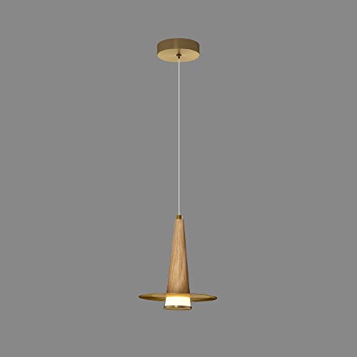 Chandelier LED laiton et chêne massif 6W, l'élégance minimaliste de chevet