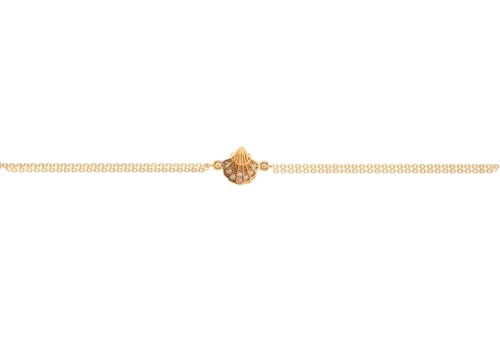 Bracelet symbole pèlerinage or jaune 18 carats et zircons blancs