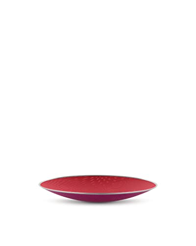 Alessi Cohncave Small Centrepiece in Steel Coloured with epoxy Resin red and Violet. Ø 13 inch.