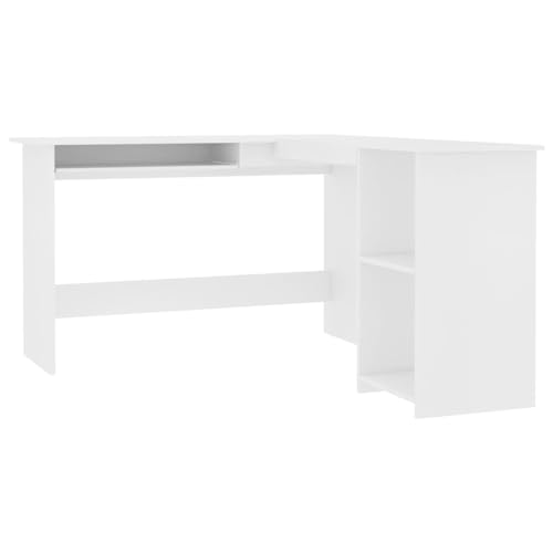vidaXL Escritorio en Forma de L Mesa de Esquina de Ordenador Esquinera Despacho Ejecutivo Oficina Estudio Robusto y Estable Contrachapada Blanco