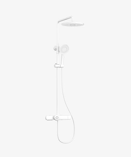 Douche ensemble de douche avec pommeau cascade et douchette blanche multifonction - 3