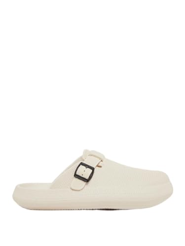 Men 7012454536 Textured Buckle Embellished Slip On Sandals 40 White
