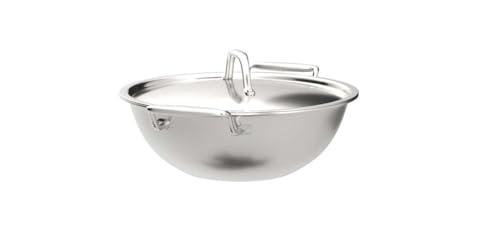 Image of Prabha Prima Kadhai Flat Bottom with Lid, Stainless Steel, Kitchen Kadhai, 26cm, 3.5L, Induction & Non Induction Base, 60 Months Warranty