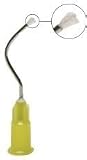 TM Global Dental Metal Infusor Tips - 100 Pack - Pre Bent Dispensing Needles 19 Gauge, Metal Infusor Delivery Tips Yellow with Padded Brush End, Dental Disposable Tips, Hemo-STAT Infusor tip