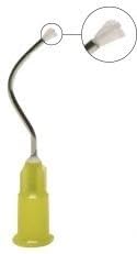 TM Global Dental Metal Infusor Tips - 100 Pack - Pre Bent Dispensing Needles 19 Gauge, Metal Infusor Delivery Tips Yellow with Padded Brush End, Dental Disposable Tips, Hemo-STAT Infusor tip