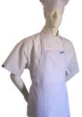 CHEFSKIN WHITE APRON ADULT SIZE, NEW REAL ULTRA LIGHTWEIGHT FABRIC, COOL AND COMFORTABLE CENTER POCKET, FABRIC STRAPS, WONT FADE (ADULT SIZE (fits most) 21 X 28 in)