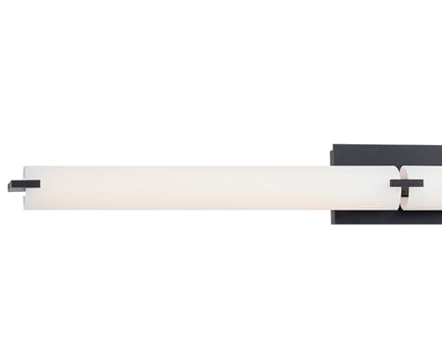 Image of GEORGE KOVACS P5046-37B-L Tube LED Vanity Bath Light, 2-Light, 40 Total Watts, 4.75-in H x 39.75-in W, Dark Restoration Bronze