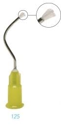 TM Global Dental Metal Infusor Tips - 100 Pack - Pre Bent Dispensing Needles 19 Gauge, Metal Infusor Delivery Tips Yellow with Padded Brush End, Dental Disposable Tips, Hemo-STAT Infusor tip