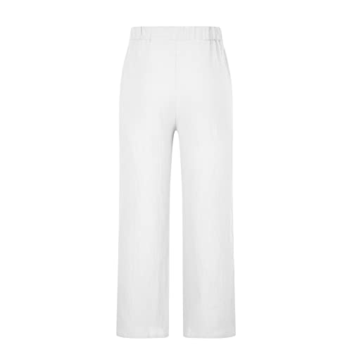 Linen Pants Men Casual Lightweight Loose Summer Beach Pant Elastic Waist Drawstring Wide Leg Yoga Trouser with Pocket3