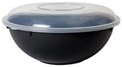 Pack of 3 Eco Friendly Premium Hard Plastic Food Containers with Lids | Salad and Pasta Bowls | Plastic Bowls with Lids - 10" (25.5cm) - 80oz (2.25 Litre) - Black