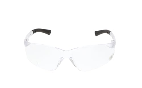 Image of MCR Safety BKH20 Bearkat Glasses, Clear Lens | Hybrid temples, Polycarbonate temples, Frameless design, Plastic nose pads, Filters 99.9% of UV rays
