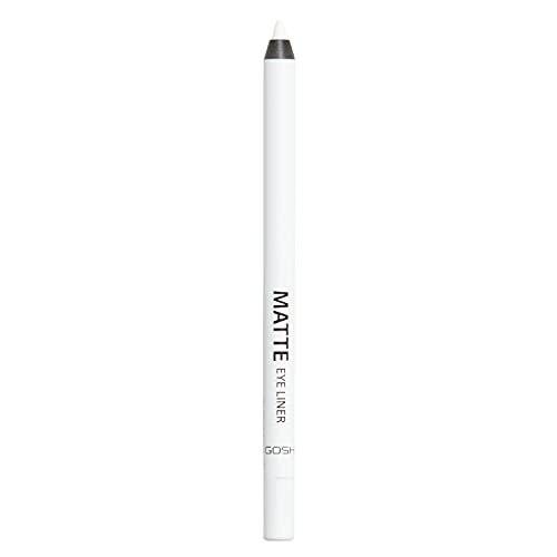 GOSH Matte Eyeliner in intensivem Weiß I cremig weiche Textur für einfaches Auftragen I hohe Deckkraft, ideal für Smokey Eyes I perfekt zu Maskara I vegan & parfümfrei I 001 Dover White