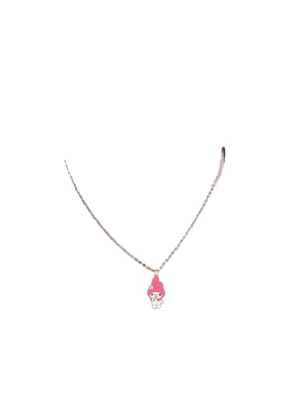 Pink Kuromi Pendant Necklace, Pink Enamel with Mane, Gold-Plated Chain-image-40