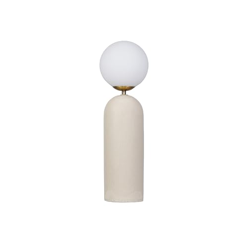 Bloomingville Stoneware Table Lamp with Frosted Globe and Inline Switch, Cream