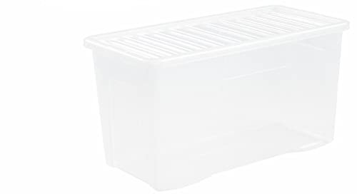 110 Litre Extra Large Clear Plastic Storage Box with Clear Lid