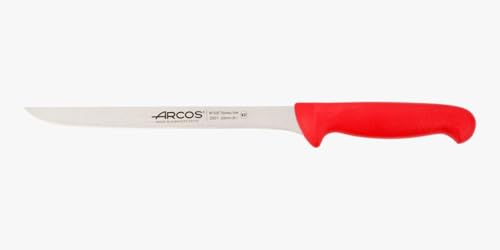 Arcos Serie 2900 - Cuchillo Fileteador Flexible - Hoja de Acero Inoxidable NITRUM de 200 mm - Mango inyectado en Polipropileno Color rojo