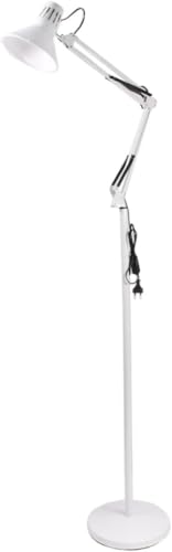 TEKHOME Lampada da Terra – Piantana Regolabile con Braccio Orientabile, Attacco E27, Max 60W, Design Moderno per Studio, Ufficio e Soggiorno D15 (BIANCO)