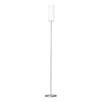 EGLO Troy 3 Floor Light, Nickel Matt Steel Standing Lamp with Satin White Glass E27 Socket, incl. Footswitch