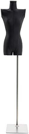 Torso Mannequin Stand, Female Mannequin Torso, Clothing Store Half Body Woman Dress Form, Height Adjustable Shop Window Display Frame,B1 Black-Black