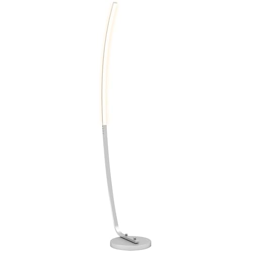 HOMCOM Lampadaire sur pied salon, lampe salon LED style contemporain avec 3 niveaux de luminosité réglables, interrupteur à pied, lampadaire chambre à coucher, bureau, argenté