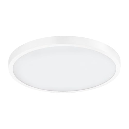 Plafonnier LED Eglo Fueva 1 lampe de plafond ronde blanche de 40cm blanc neutre en aluminium