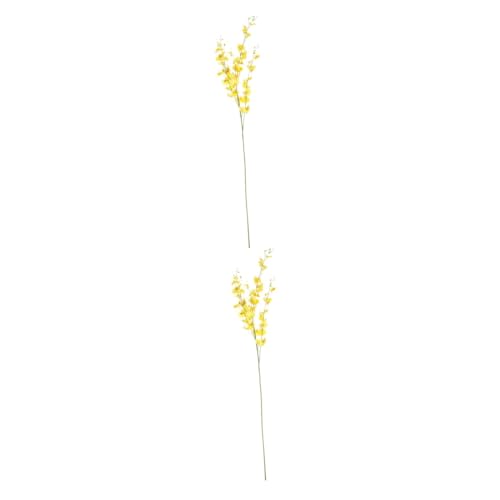 Cabilock 2piezas Ramo De Flores Artificiales De Oncidium Decoración Realista para Bodas y Fiestas Accesorio para Hogar Flor De Larga Tallo para Fotografía y Eventos