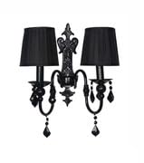 Chandi decor Black Color Fabric Shade Square Wall Lamp Fixture Fancy Dubble Wall Lights And Lamps For Home Decoration Indoor And Outdoor,Lamp for Bedroom, Bedside
