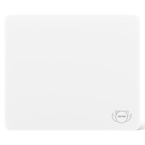 「肌のような触感、新発想のガラスマウスパッド」Tinshyn ゲーミングマウスパッド マウスパッド ガラス 丸み加工の滑り止め底/0.8μ高精度サンドブラスト表面/手入れ簡単/ほこり取り布付き/貼り替え マウスソール付き