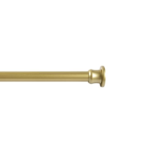 Image of TWOPAGES 18 to 28 Inches Adjustable Cafe Curtain Rod with Rings, Inside /Outside Mount Gold Window Rod for Kitchen Window Bathroom French Door