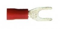 Vinyl Insulated #6 Size Fork Terminal 22-18 Gauge (Red) - 100 Pieces