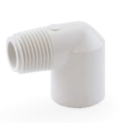 Image of PVC 90 Degree Elbow Pipe Connector - MIP Male Pipe Thread x Slip Socket (3 /4 inchSocket x 3 /4 inchMIP)