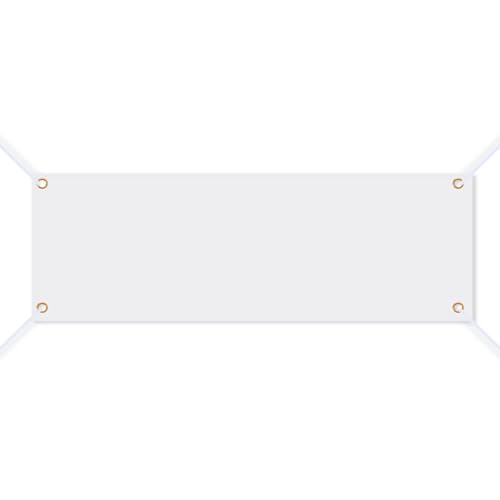 Yymobt 大型ブランクバナーサイン 2 x 6フィート ポリエステル オックスフォード布 ホワイト昇華バナー 吊り下げロープで装飾する 屋外 屋内 壁 DIY 絵画 ライティング ビジネス オフィス パーティー デコレーション