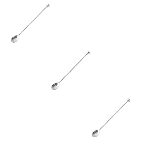 TOPBATHY 3 Piezas Cuchara de Acero Inoxidable Barra de agitación cucharas con Mango de Barra Cuchara para Mezclar Remover Cuchara de Mango Largo cucharas para Silver Reutilizable