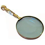 Huge Victorian Style Brass & Mother-of-pearl 4" lens Magnifying Glass. Very Beautiful.
