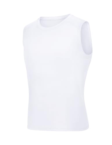 Image of Somaibo Boys Sleeveless Compression Shirt Youth Athletic Tank Tops Kids Quick Dry Basketball Football Undershirt