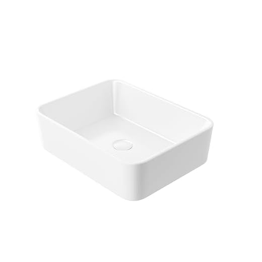 Eridanus Lavabo de Cerámica, Fregadero de Rectángulo sobre Encimera de Serie Rufus-01(49x37x13,5cm)