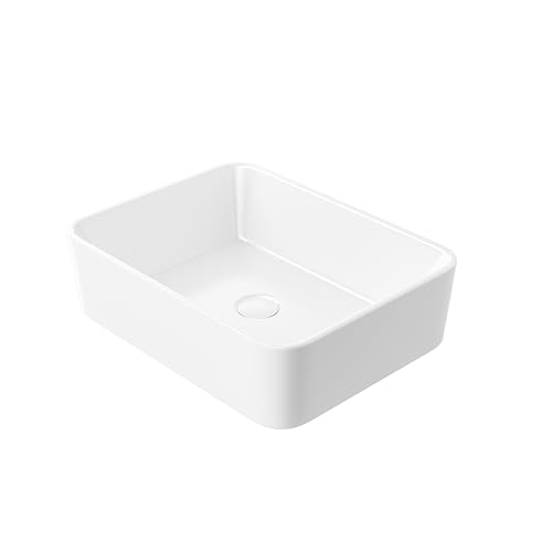 Eridanus Lavabo Rettangolare da Appoggio per Bagno, Lavabo Quadrato in Ceramica, Lavabo per Guardaroba in Vitreous China per Mobile da Bagno Guardaroba, Bianco Lucido - 480 x 370 x 135 mm