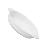 BESPORTBLE Keramik Backform Oval 95 Zoll mit Doppelgriffen Weiße Gratinform für Backofen und Servieren Langlebige Leichte Auflaufform für Vielseitige Küche