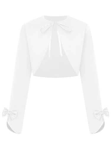 Hularka Kids Flower Girl Dress Coat Long Sleeve Bolero Cardigan Lace-up Wedding Birthday Party Outerwear Tops3