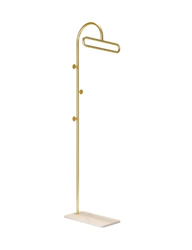 Elegante perchero de pie dorado para dormitorio, mesita de noche, entrada, sala de estar, elegante nizer de entrada y muebles que ahorran espacio