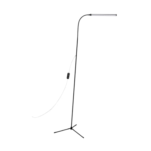 Lámpara LED con protección para estudio, brazo flexible, pinza y regulación táctil en negro.