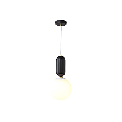 Lámpara colgante para sala de estar con pantalla globo blanco y cristal 2